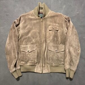 Polo Country Ralph Lauren‎ Vintage Suede Leather Bomber Jacket Tan Mens Large